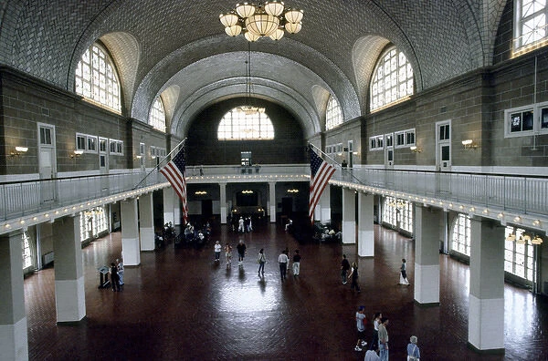 USA, New York, Ellis Island. Registry room from balcony