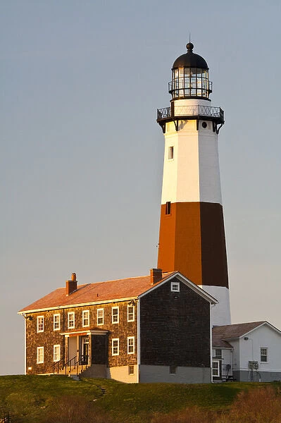 USA, New York, Long Island, Montauk. Montauk Point LIghthouse, sunset