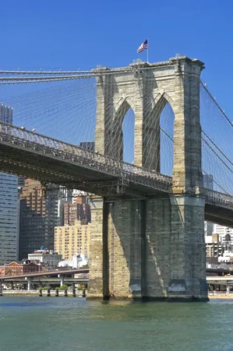 Framed Print : USA, New York, New York City. Brooklyn Bridge over the East River with Manhattan