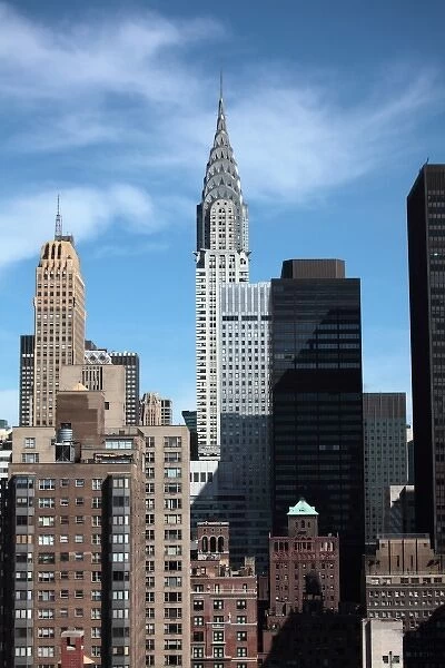 USA, New York, New York City, The cityscape of Manhattan with Chrysler Building in