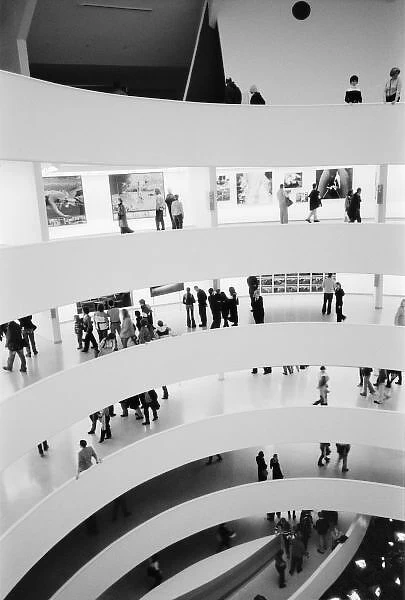 USA, New York, New York City: The Guggenheim Museum Crowded Gallery View