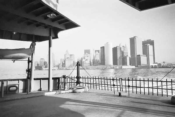 USA, NEW YORK: New York City Lower Manhattan from the Staten Island Ferry