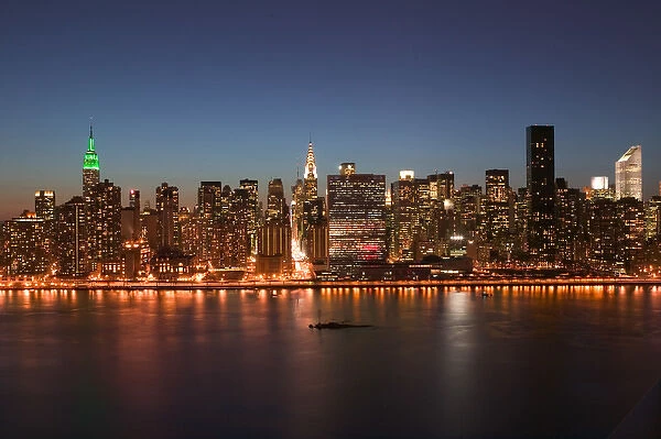 USA-New York-New York City-Manhattan: Aerial Evening View of Midtown Manhattan