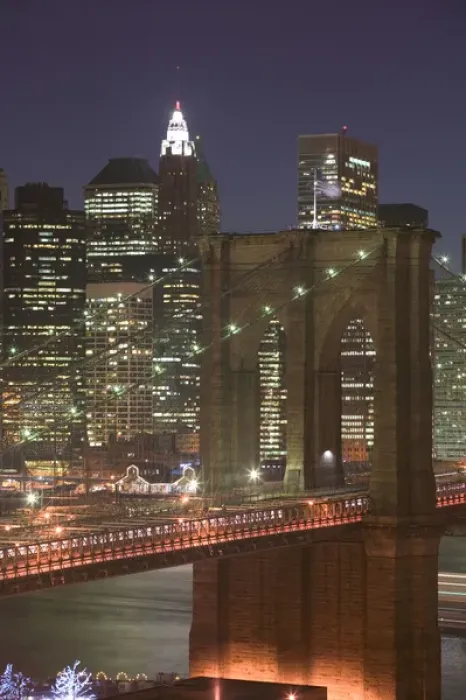 Framed Print : USA-New York-New York City-Manhattan: Aerial Evening View of Brooklyn Bridge & Lower Framed Print : USA-New York-New York City-Manhattan: Aerial Evening View of Brooklyn Bridge & Lower