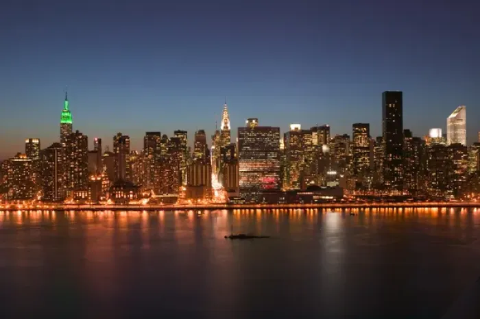 Framed Print : USA-New York-New York City-Manhattan: Aerial Evening View of Midtown Manhattan Framed Print : USA-New York-New York City-Manhattan: Aerial Evening View of Midtown Manhattan