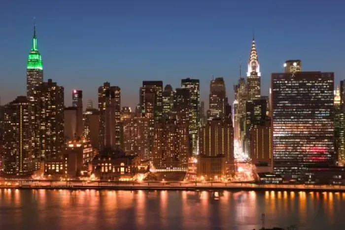 Framed Print : USA, New York, New York City, Manhattan: Aerial Evening View of Midtown Manhattan Framed Print : USA, New York, New York City, Manhattan: Aerial Evening View of Midtown Manhattan