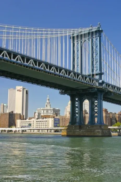 Framed Print : USA, New York, New York City. Manhattan Bridge over the East River with Manhattan Framed Print : USA, New York, New York City. Manhattan Bridge over the East River with Manhattan