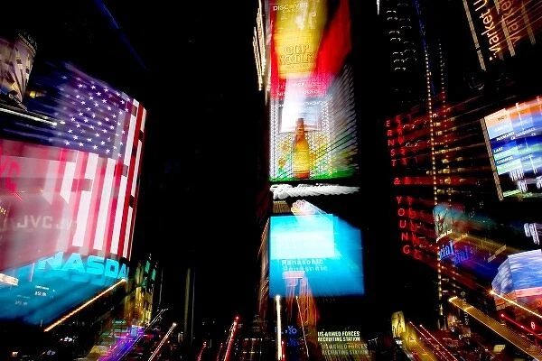 USA, New York, New York City. Nighttime abstract of Times Square