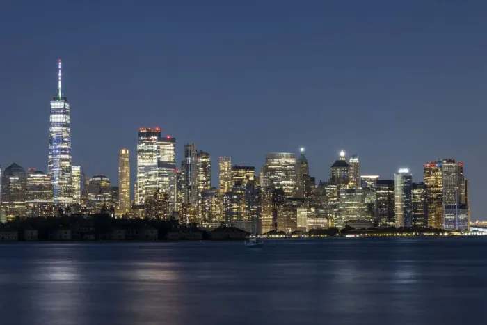 Framed Print : USA, New York. New York City skyline at night Framed Print : USA, New York. New York City skyline at night