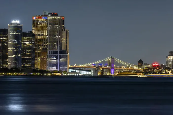 Framed Print : USA, New York. New York City skyline at night