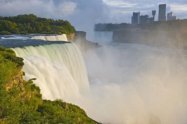 USA, New York, Niagara Falls. View of American Falls in foreground, Goat Island