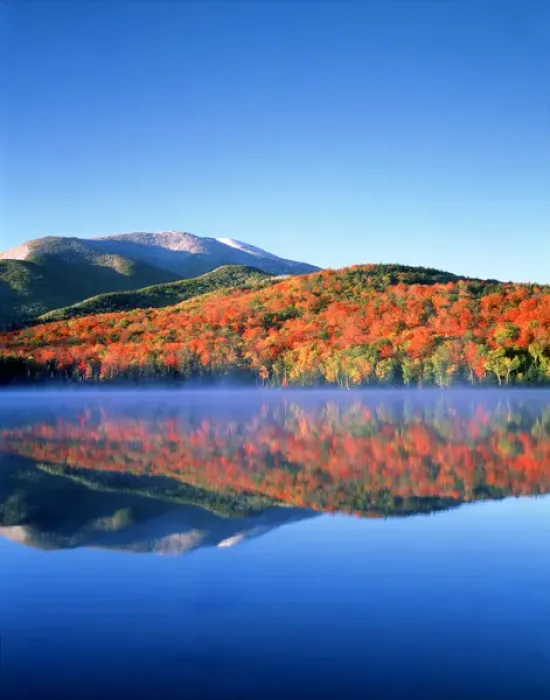 Framed Print : USA; New York; Snow Capped Algonquin Peak and autumn colors relecting in Heart Lake Framed Print : USA; New York; Snow Capped Algonquin Peak and autumn colors relecting in Heart Lake