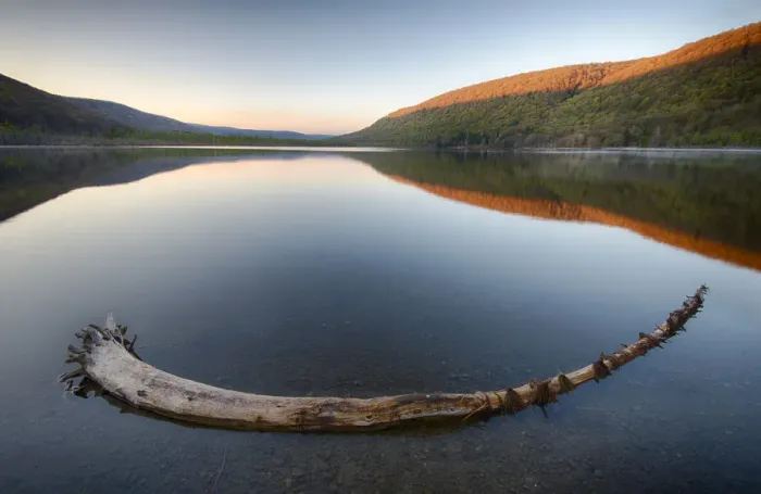 Framed Print : USA, New York State. Early spring morning on Labrador Pond