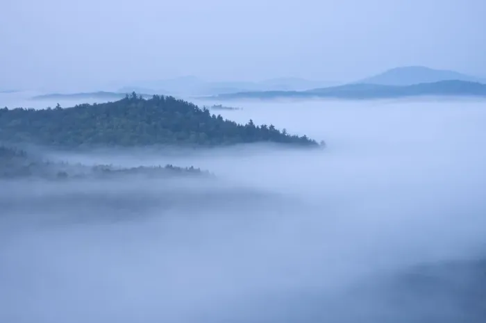Framed Print : USA, New York State. Mountains enshrouded in morning fog, Adirondack Mountains Framed Print : USA, New York State. Mountains enshrouded in morning fog, Adirondack Mountains