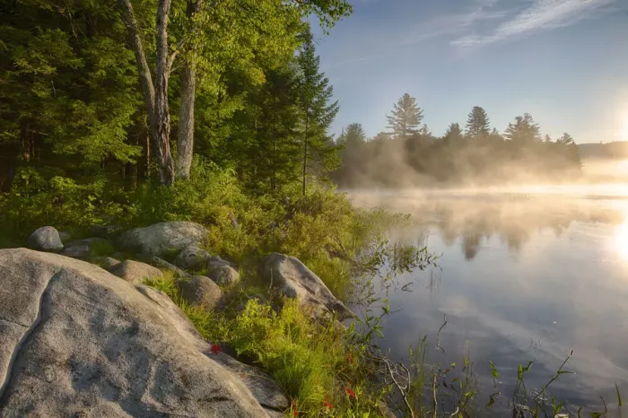 Framed Print : USA, New York State. Summer morning on Cod Pond, Adirondack Mountains Framed Print : USA, New York State. Summer morning on Cod Pond, Adirondack Mountains