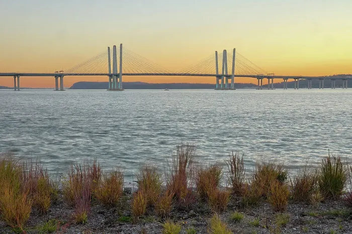 Framed Print : USA, New York, Tarrytown. Hudson River and the Gov. Mario Cuomo (Tappan Zee) Bridge at dusk Framed Print : USA, New York, Tarrytown. Hudson River and the Gov. Mario Cuomo (Tappan Zee) Bridge at dusk