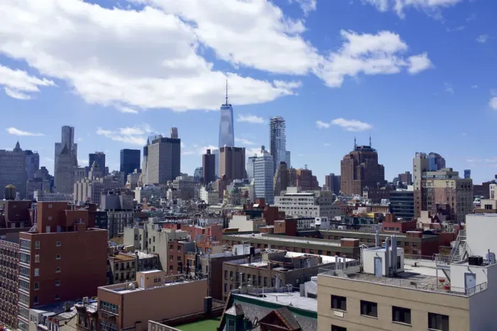 Framed Print : Usa, New York: view from New Museum of Contemporary Art terrace; looking toward Dowtown