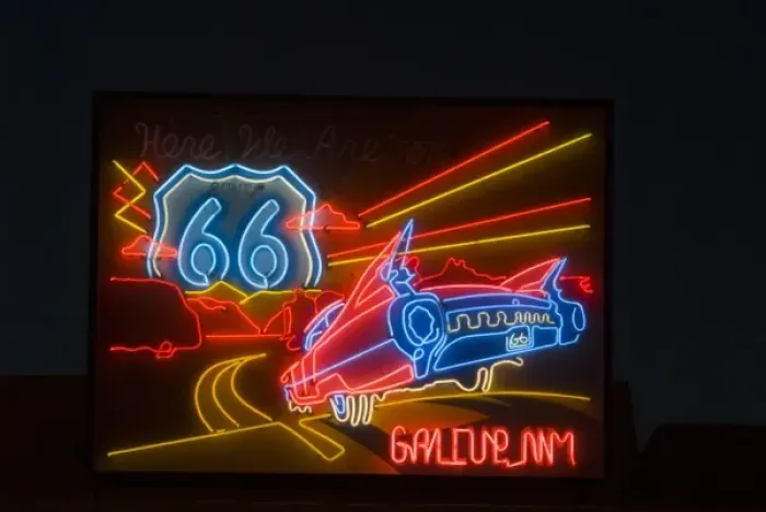Framed Print : USA, NM, Historic Route 66 Neon sign - Gallup Chamber of Commerce