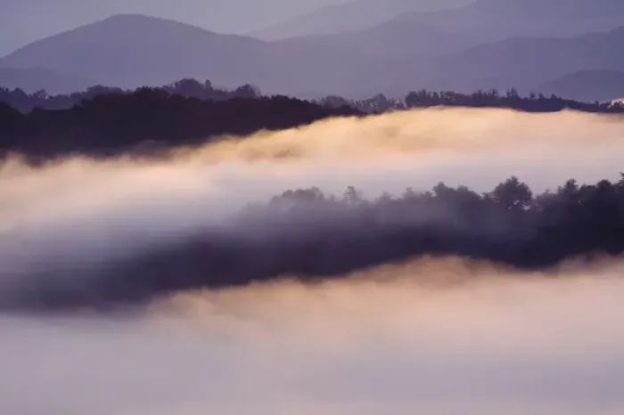 Framed Print : USA, North America, North Carolina, Great Smoky Mountain NP. Fog settled in