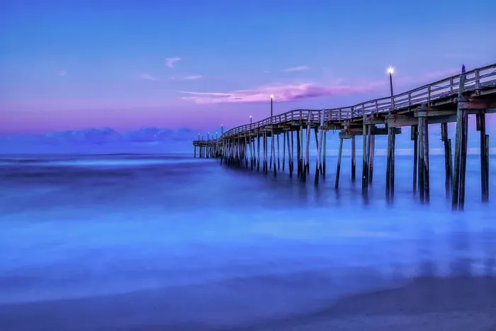 Framed Print : USA, North Carolina, Avon. Atlantic Ocean at Avon Fishing Pier
