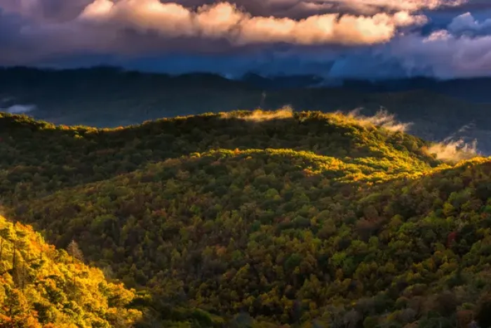 Framed Print : USA, North Carolina, Brevard. Autumn landscape in Pisgah National Forest. Credit as Framed Print : USA, North Carolina, Brevard. Autumn landscape in Pisgah National Forest. Credit as