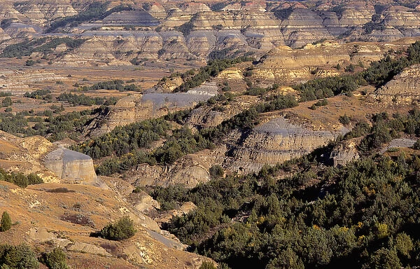 USA, North Dakota, Theodore Roosevelt National Park, View from Bentonitic Clay Overlook