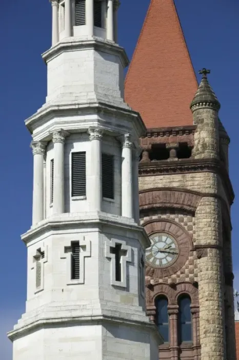 Framed Print : USA, Ohio, Cincinnati: Towers of St. Peter in Chains Cathedral and Cincinnati City Hall Framed Print : USA, Ohio, Cincinnati: Towers of St. Peter in Chains Cathedral and Cincinnati City Hall