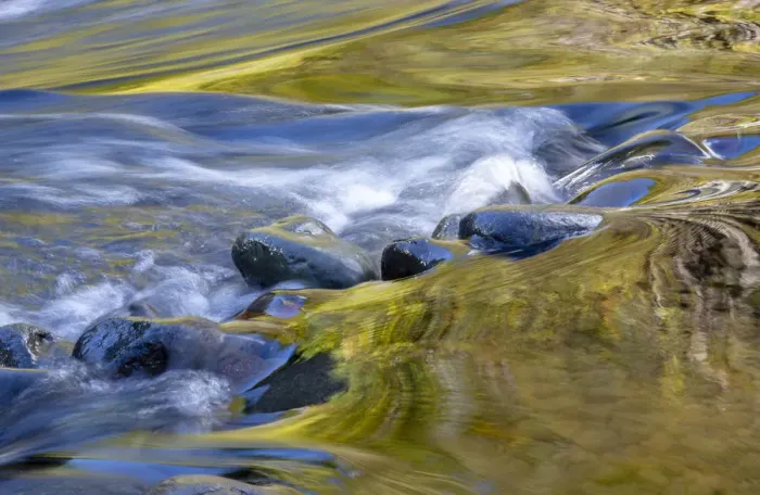 Framed Print : USA, Oregon. Abstract of autumn colors reflected in Wilson River rapids. Credit as Framed Print : USA, Oregon. Abstract of autumn colors reflected in Wilson River rapids. Credit as