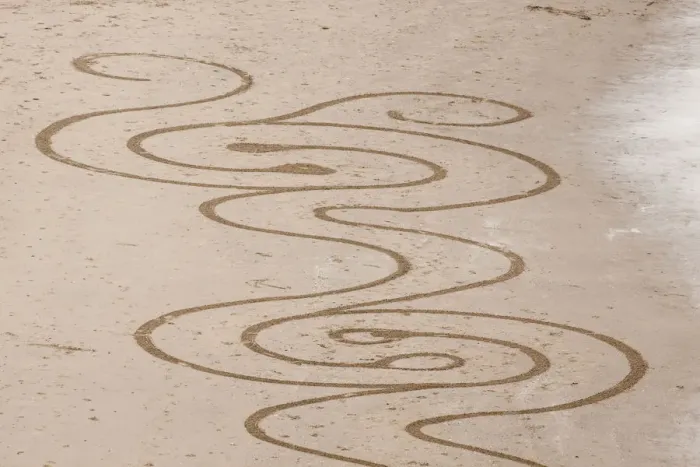 Framed Print : USA, Oregon, Bandon Beach. Geometric drawings in the sand. (PR) Framed Print : USA, Oregon, Bandon Beach. Geometric drawings in the sand. (PR)