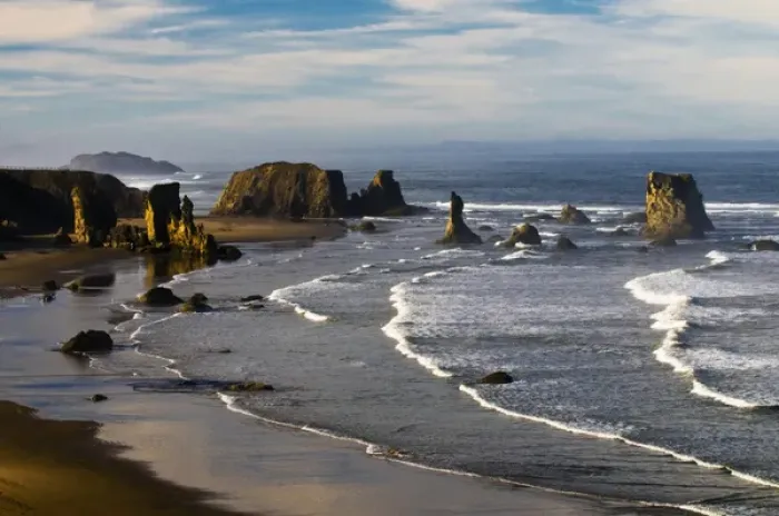 Framed Print : USA, Oregon, Bandon Beach. Overview of Bandon Beach Framed Print : USA, Oregon, Bandon Beach. Overview of Bandon Beach