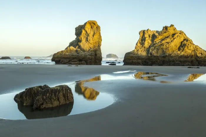 Framed Print : USA, Oregon, Bandon Beach, sunrise, low tide Framed Print : USA, Oregon, Bandon Beach, sunrise, low tide