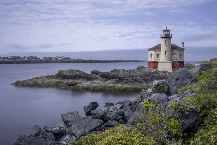 Framed Print : Usa, Oregon, Bandon. Coquille River Lighthouse Framed Print : Usa, Oregon, Bandon. Coquille River Lighthouse