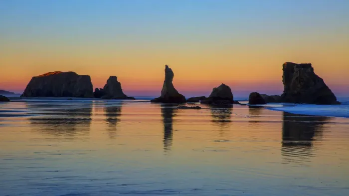 Framed Print : USA, Oregon, Bandon. Sunset on beach sea stacks Framed Print : USA, Oregon, Bandon. Sunset on beach sea stacks
