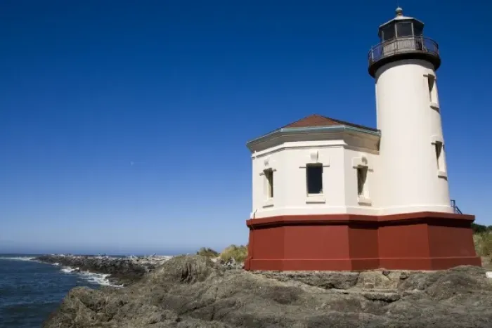 Framed Print : USA, Oregon, Bandon. View of Coquille River Lighthouse Framed Print : USA, Oregon, Bandon. View of Coquille River Lighthouse