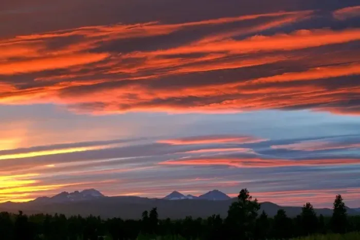 Framed Print : USA, Oregon, Bend. Brilliant colors compete with subtle ones over the Cascades Range