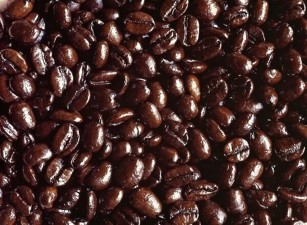 USA, Oregon, Bend. Dark brown coffee beans seem to give off their destinctive aroma in Bend, Oregon