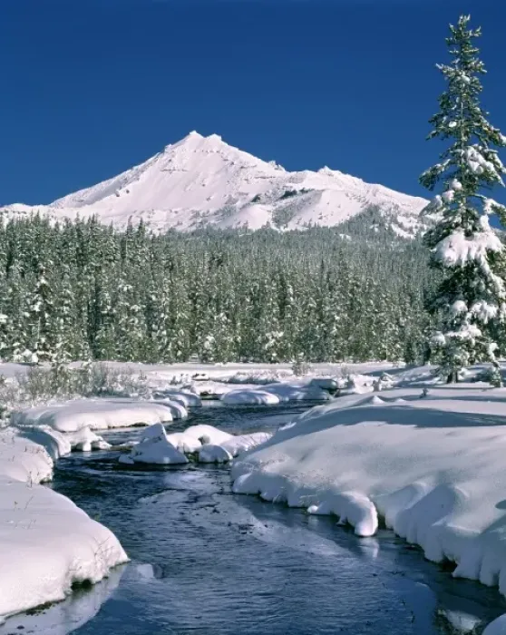 Framed Print : USA, Oregon, Broken Top. Soda Creek is the watershed for Broken Top, Cascades Range, Oregon