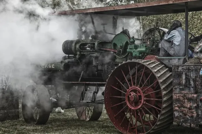 Framed Print : USA, Oregon, Brooks, Antique Powerland, CASE steam powered tractor