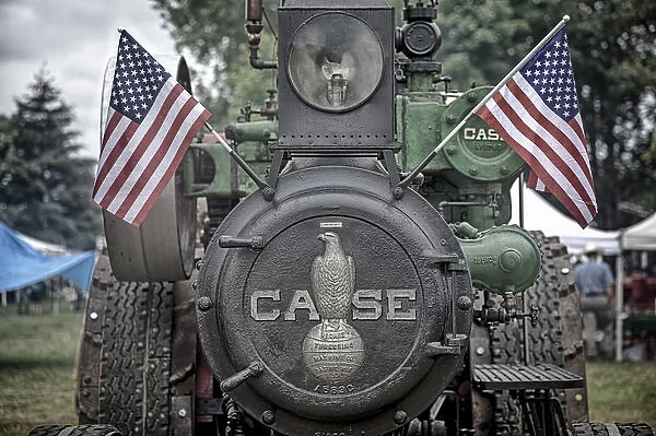 USA, Oregon, Brooks, Antique Powerland, CASE steam powered tractor