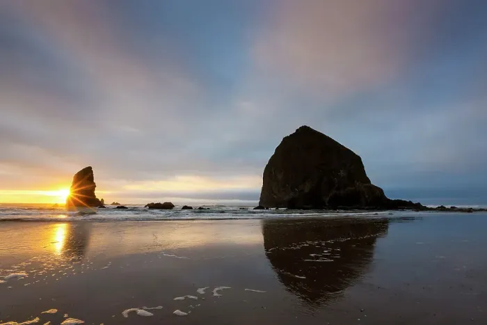 Framed Print : USA, Oregon. Cannon Beach and Haystack Rock at sunset Framed Print : USA, Oregon. Cannon Beach and Haystack Rock at sunset