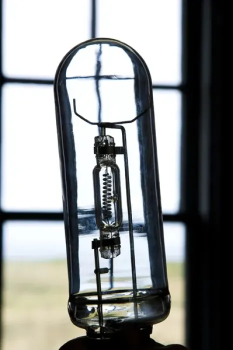 Framed Print : USA, Oregon, Cape Blanco. A silhouette of a light bulb used in the lighthouse. Credit as Framed Print : USA, Oregon, Cape Blanco. A silhouette of a light bulb used in the lighthouse. Credit as