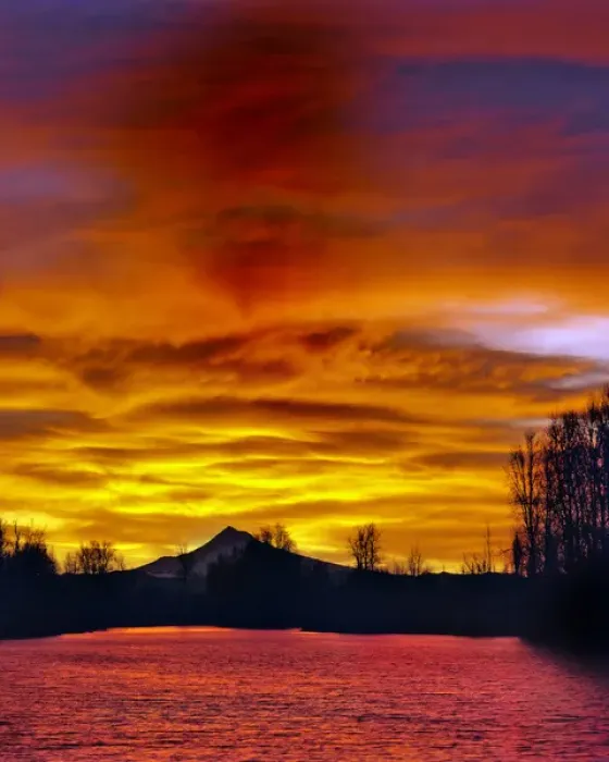 Framed Print : USA, Oregon. Clouds above Mt. Hood reflect in the Whitaker Pond at sunrise Framed Print : USA, Oregon. Clouds above Mt. Hood reflect in the Whitaker Pond at sunrise