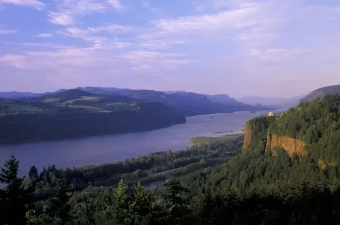 Framed Print : USA, Oregon, Columbia River Gorge National Scenic Area, Vista House and Columbia
