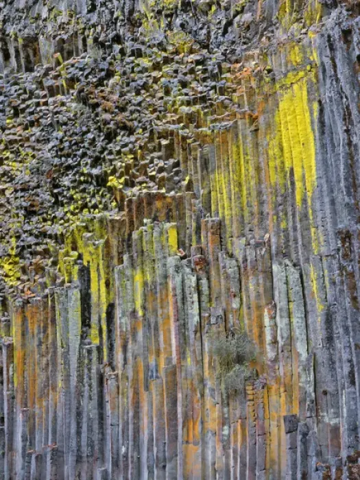 Framed Print : USA, Oregon. Columnar basalt covered with lichen along North Umpqua River. Credit as Framed Print : USA, Oregon. Columnar basalt covered with lichen along North Umpqua River. Credit as