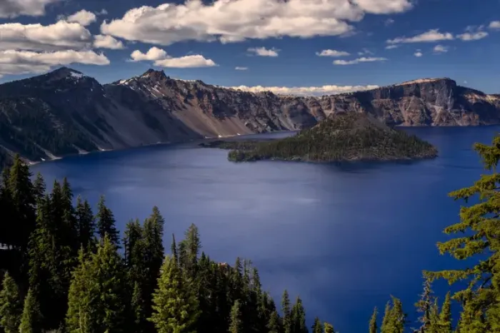 Framed Print : USA, Oregon, Crater Lake National Park. Spring landscape of lake