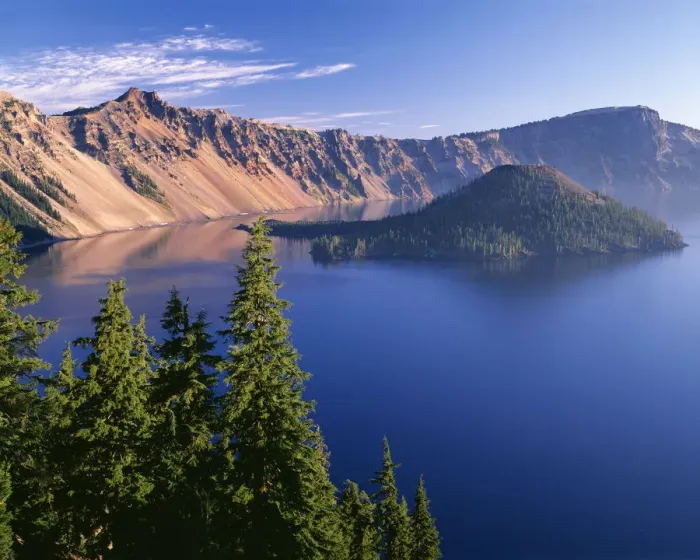 Framed Print : USA, Oregon. Crater Lake National Park, west rim of Crater Lake with Hillman Peak Framed Print : USA, Oregon. Crater Lake National Park, west rim of Crater Lake with Hillman Peak