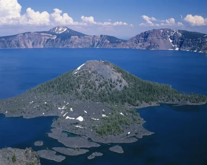 Framed Print : USA, Oregon, Crater Lake National Park. View east across Crater Lake from directly Framed Print : USA, Oregon, Crater Lake National Park. View east across Crater Lake from directly