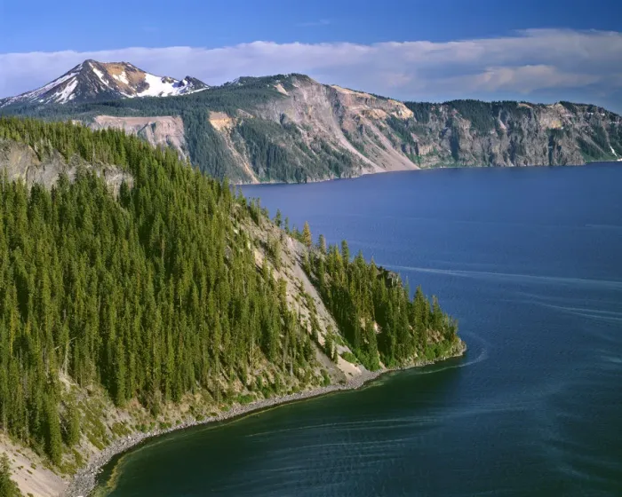 Framed Print : USA, Oregon, Crater Lake National Park. Conifer pollen accumulates on surface of
