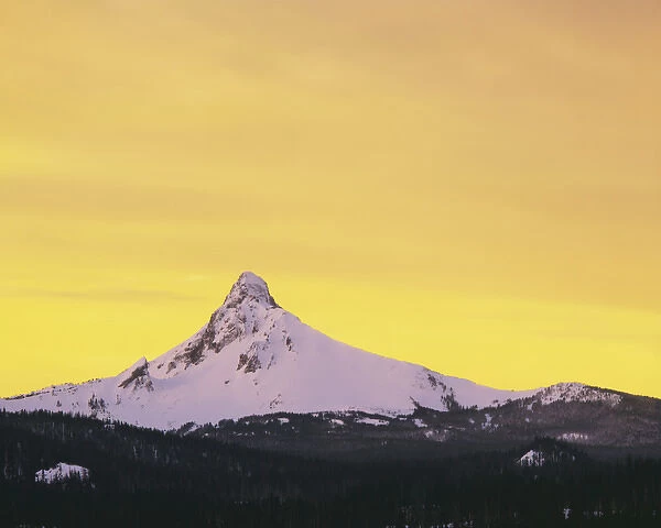 USA, Oregon, Deschutes National Forest, Mt. Washington at sunset