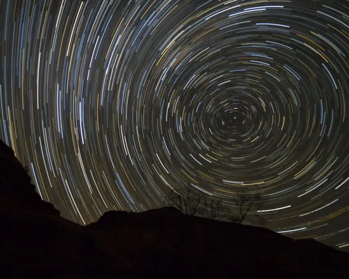 Framed Print : Usa, Oregon, Deschutes River. Circular star trails above cliff Framed Print : Usa, Oregon, Deschutes River. Circular star trails above cliff